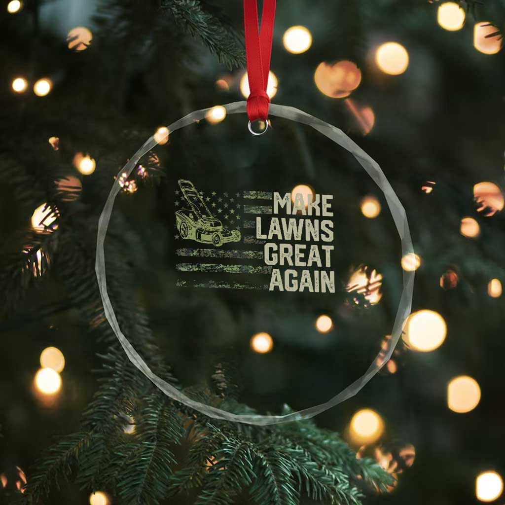 Funny Lawn Mower Dad Gardener Crystal Glass Ornament Make Lawns Great Again Fathers Day American Flag TS10 Print Your Wear