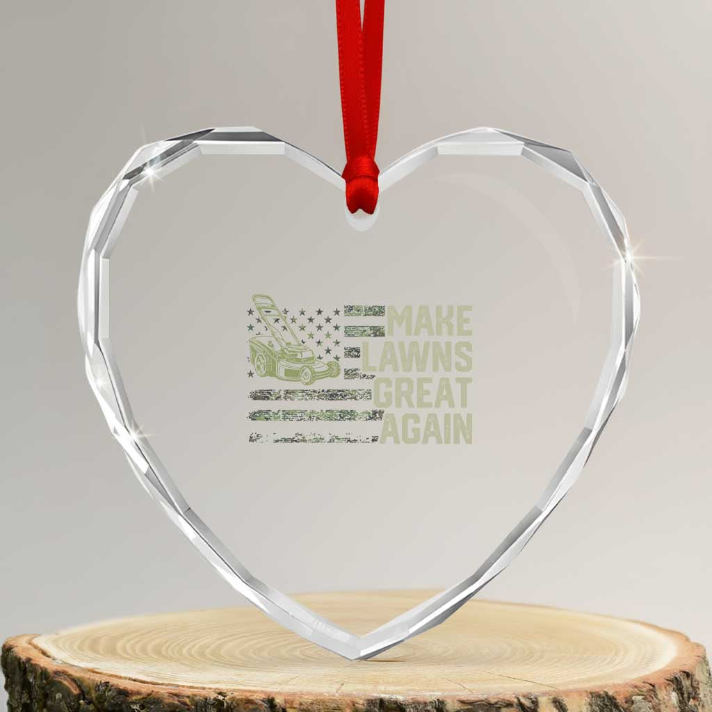 Funny Lawn Mower Dad Gardener Heart Crystal Glass Ornament Make Lawns Great Again Fathers Day American Flag TS10 Transparent Glass 3'' Heart Print Your Wear