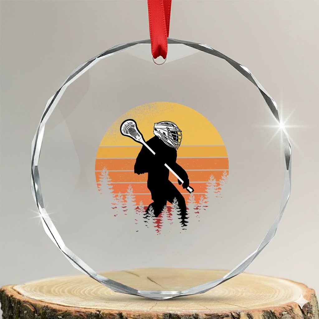 Funny Lax Bigfoot Crystal Glass Ornament Retro Vintage Sasquatch Lacrosse TS10 Transparent Glass 3'' Circle Print Your Wear