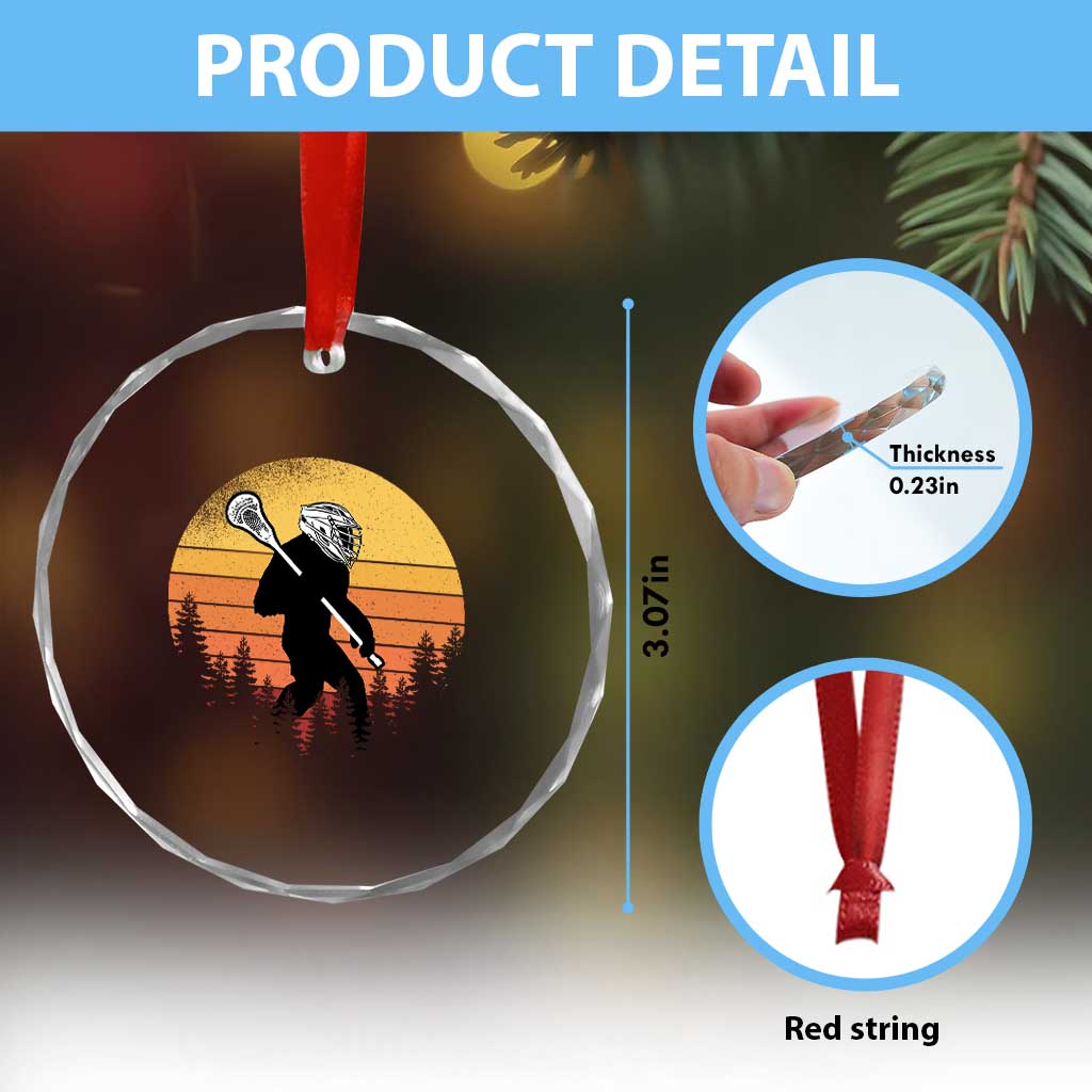 Funny Lax Bigfoot Crystal Glass Ornament Retro Vintage Sasquatch Lacrosse TS10 Print Your Wear