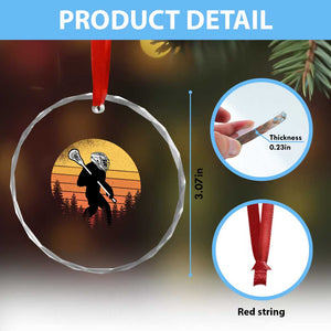 Funny Lax Bigfoot Crystal Glass Ornament Retro Vintage Sasquatch Lacrosse TS10 Print Your Wear