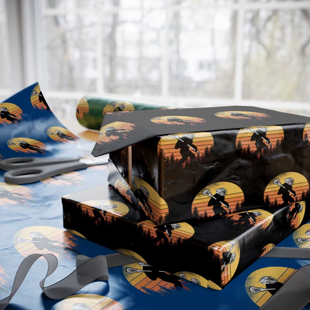 Funny Lax Bigfoot Wrapping Paper Roll Retro Vintage Sasquatch Lacrosse TS10 Black Print Your Wear