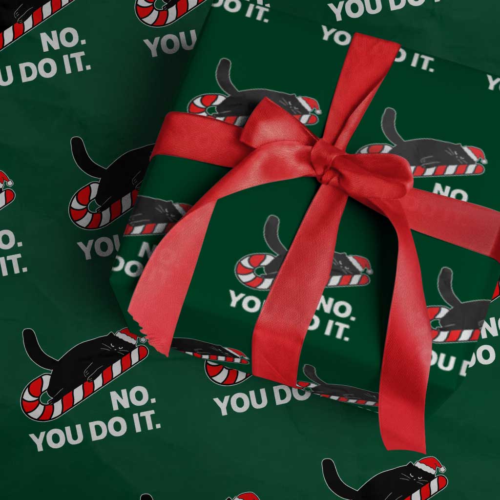 Funny Lazy Cat Christmas Wrapping Paper Roll No You Do It TS14 Green Print Your Wear