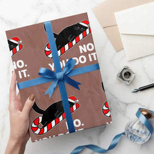 Funny Lazy Cat Christmas Wrapping Paper Roll No You Do It TS14 Mocha Print Your Wear