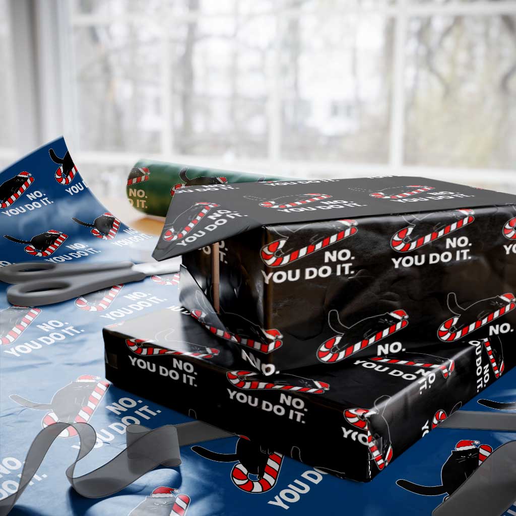Funny Lazy Cat Christmas Wrapping Paper Roll No You Do It TS14 Black Print Your Wear