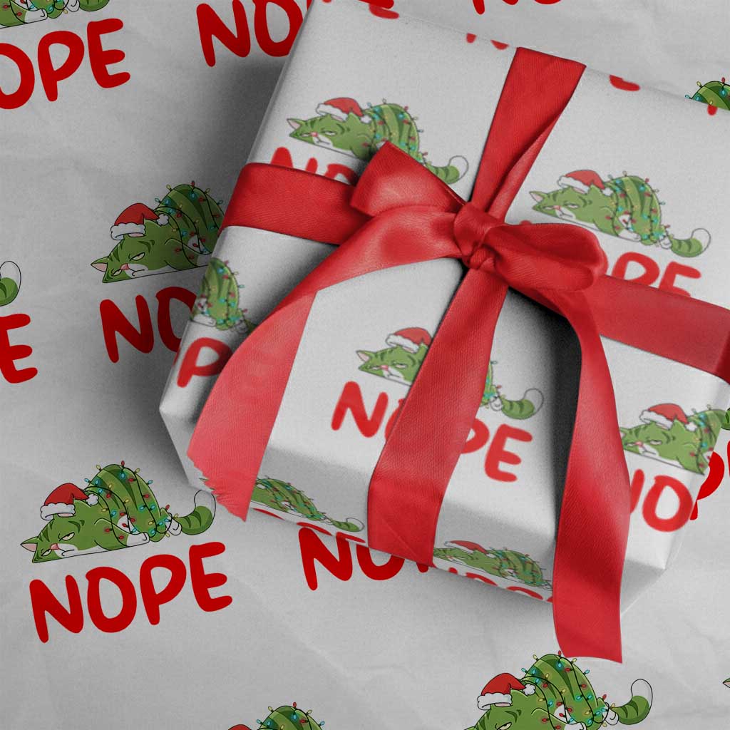 Funny Lazy Cat Christmas Wrapping Paper Roll Nope Not Today TS14 White Print Your Wear
