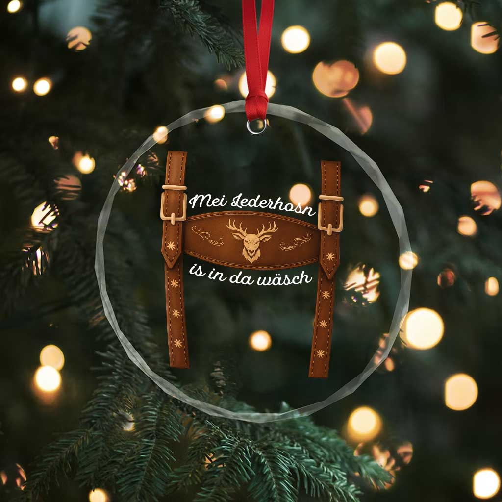 Funny Lederhosen Costume Alternative for Oktoberfest Crystal Glass Ornament Mei Lederhosn Is In Da Wasch TS02 Print Your Wear
