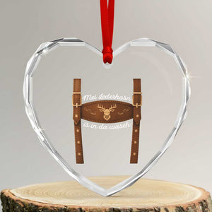 Funny Lederhosen Costume Alternative for Oktoberfest Heart Crystal Glass Ornament Mei Lederhosn Is In Da Wasch TS02 Transparent Glass 3'' Heart Print Your Wear