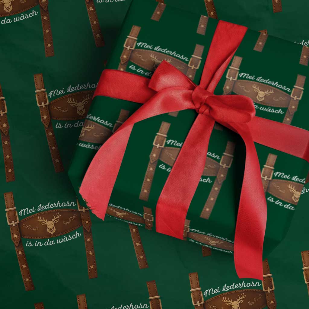 Funny Lederhosen Costume Alternative for Oktoberfest Wrapping Paper Roll Mei Lederhosn Is In Da Wasch TS02 Green Print Your Wear