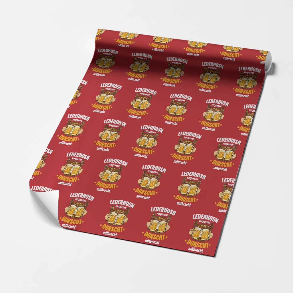 Funny Lederhosen Oktoberfest Beer Drinking Wrapping Paper Roll Lederhosn Vergessen Durscht Mitbracht TS02 Red Print Your Wear
