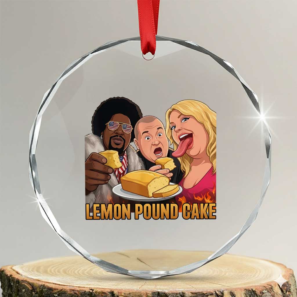 Funny Lemon Pound Cake Meme Crystal Glass Ornament Retro Edgy Music Humor Gift for Party Lovers TS02 Transparent Glass 3'' Circle Print Your Wear