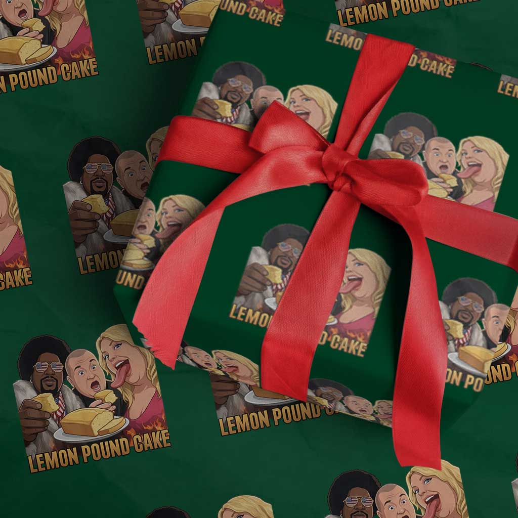 Funny Lemon Pound Cake Meme Wrapping Paper Roll Retro Edgy Music Humor Gift for Party Lovers TS02 Green Print Your Wear