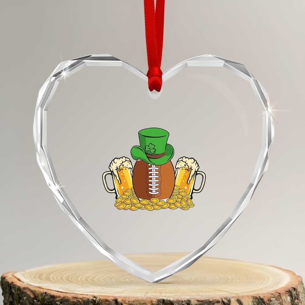 Funny Leprechaun Hat American Football Heart Crystal Glass Ornament TS12 Transparent Glass 3'' Heart Print Your Wear