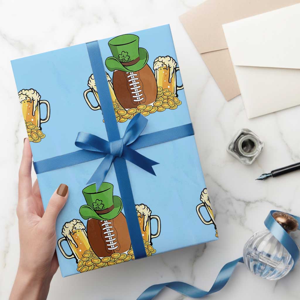 Funny Leprechaun Hat American Football Wrapping Paper Roll TS12 Light Blue Print Your Wear