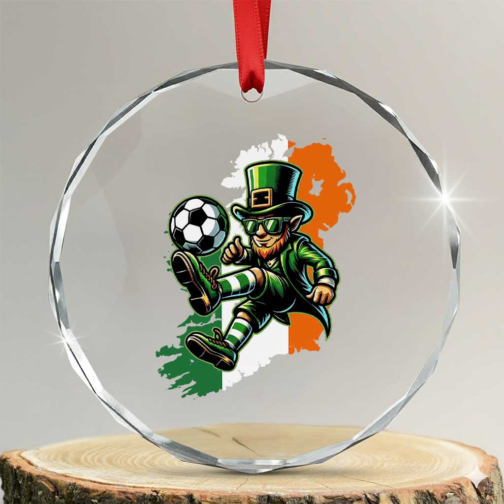 Funny Leprechaun Playing Soccer Crystal Glass Ornament St Patricks Day TS12 Transparent Glass 3'' Circle Print Your Wear