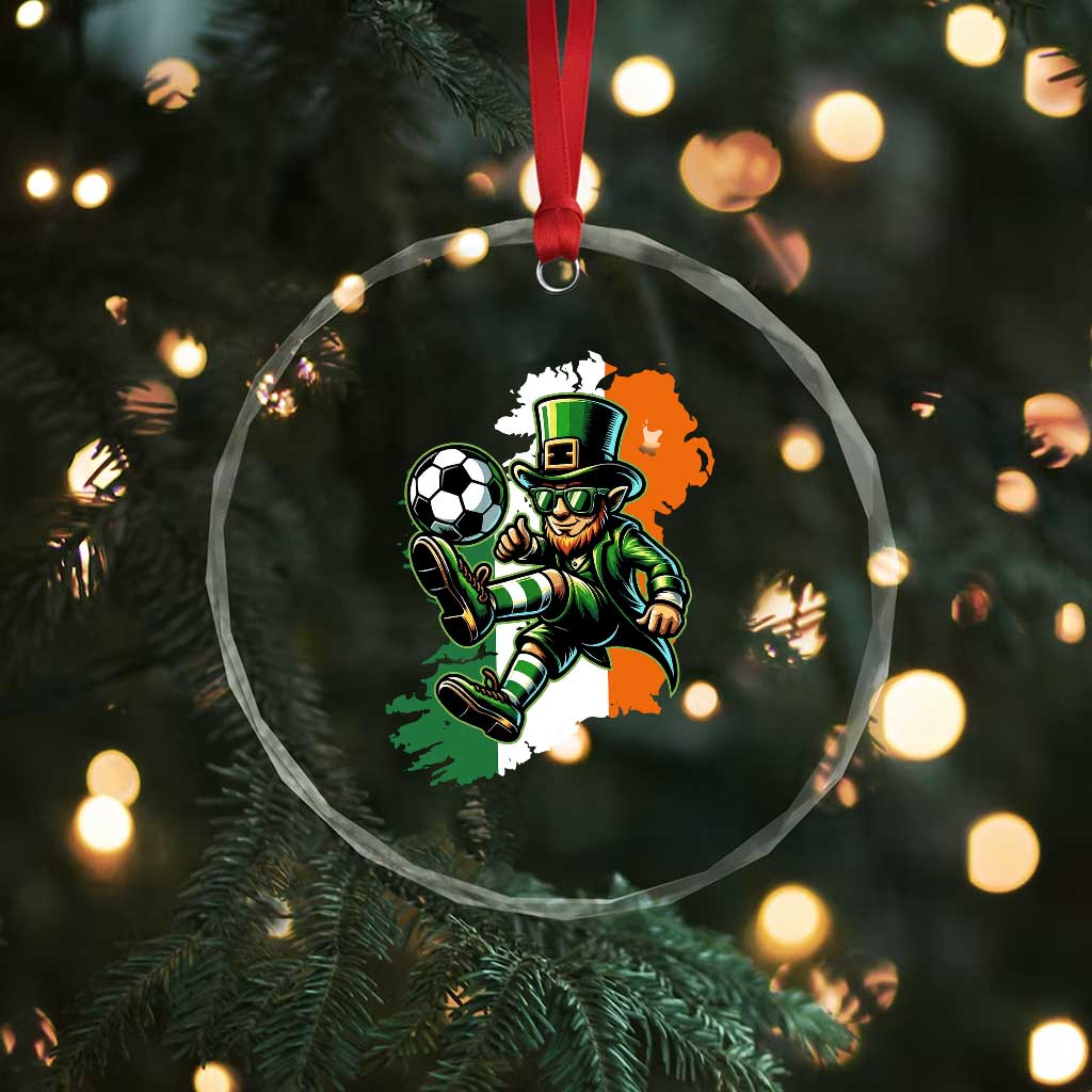 Funny Leprechaun Playing Soccer Crystal Glass Ornament St Patricks Day TS12 Print Your Wear