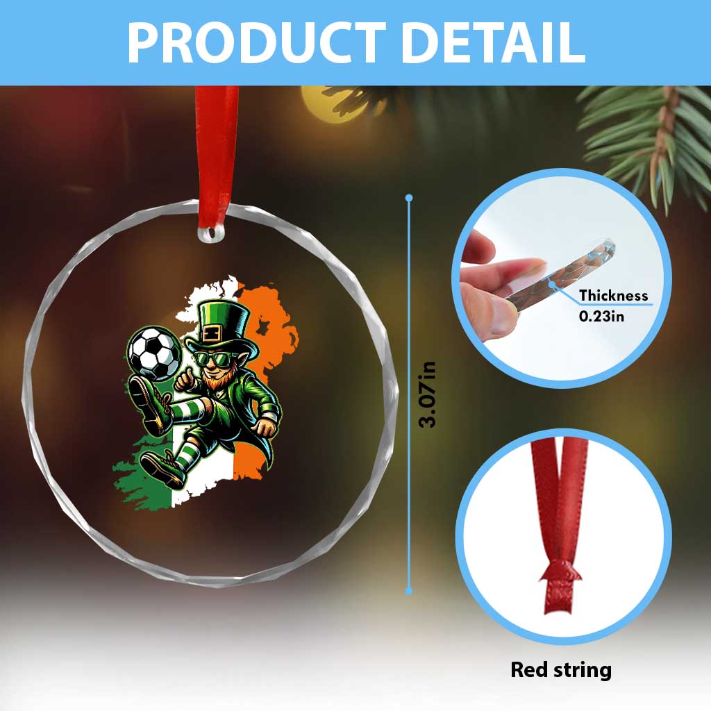 Funny Leprechaun Playing Soccer Crystal Glass Ornament St Patricks Day TS12 Print Your Wear