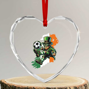 Funny Leprechaun Playing Soccer Heart Crystal Glass Ornament St Patricks Day TS12 Transparent Glass 3'' Heart Print Your Wear