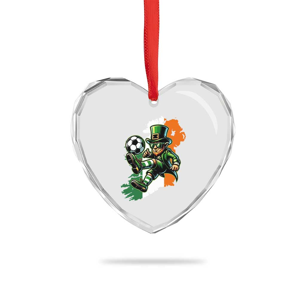 Funny Leprechaun Playing Soccer Heart Crystal Glass Ornament St Patricks Day TS12 Print Your Wear