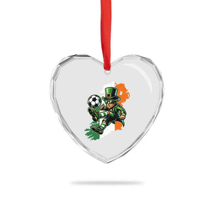 Funny Leprechaun Playing Soccer Heart Crystal Glass Ornament St Patricks Day TS12 Print Your Wear