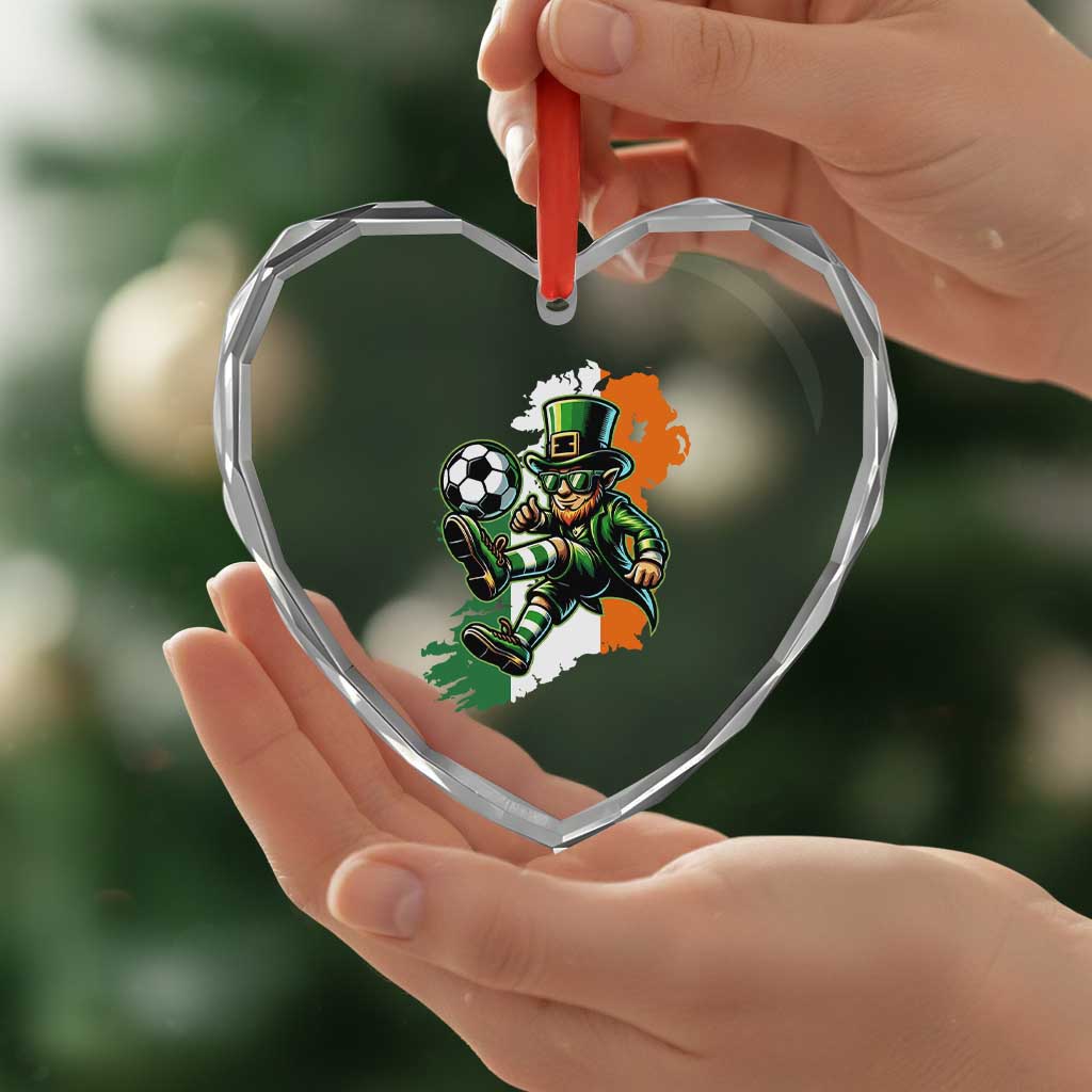 Funny Leprechaun Playing Soccer Heart Crystal Glass Ornament St Patricks Day TS12 Print Your Wear