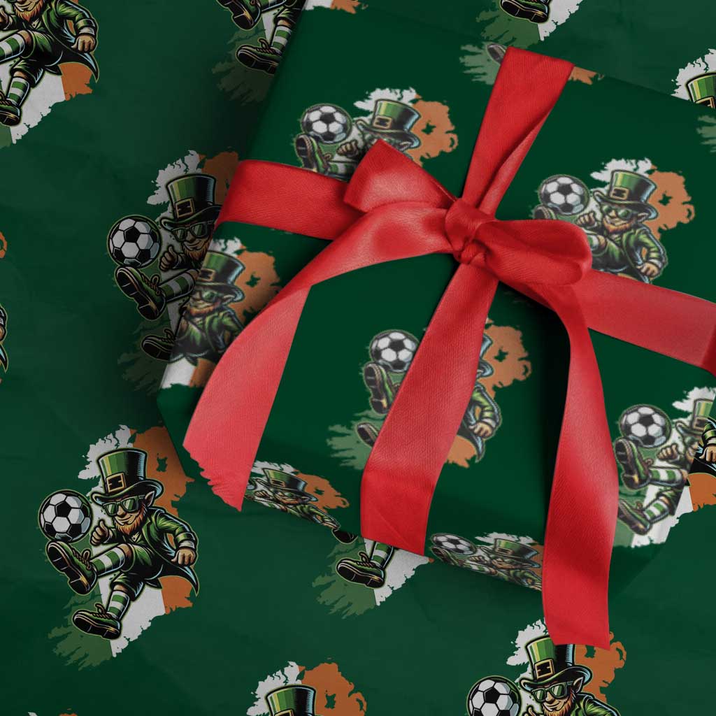 Funny Leprechaun Playing Soccer Wrapping Paper Roll St Patricks Day TS12 Green Print Your Wear
