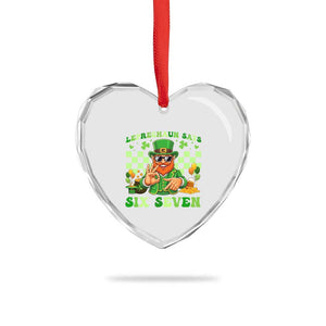 Funny Leprechaun Says Six Seven Heart Crystal Glass Ornament St Patricks Day TS12 Print Your Wear