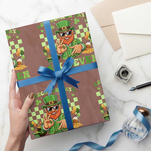 Funny Leprechaun Says Six Seven Wrapping Paper Roll St Patricks Day TS12 Mocha Print Your Wear