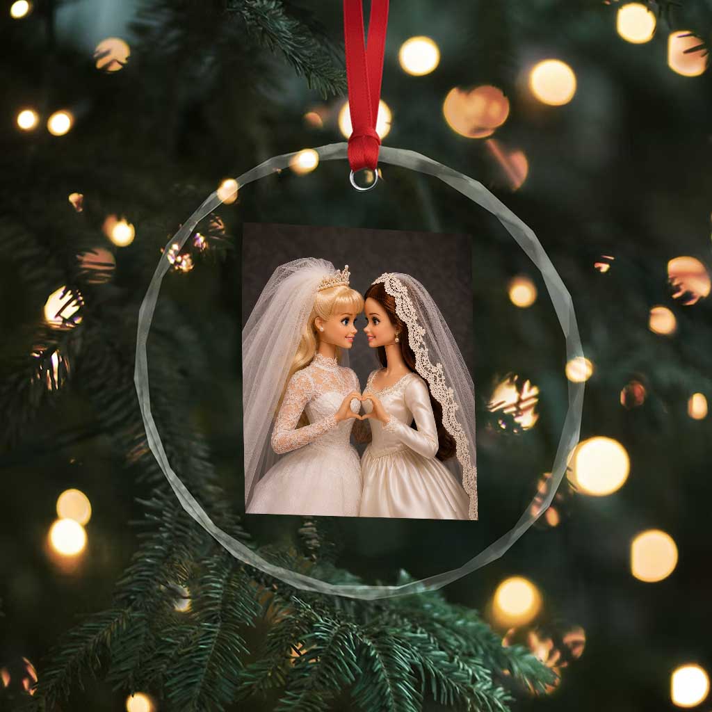 Funny Lesbian Doll Wedding Engagement Crystal Glass Ornament LGBTQ Pride Gift TS12 Print Your Wear