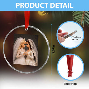 Funny Lesbian Doll Wedding Engagement Crystal Glass Ornament LGBTQ Pride Gift TS12 Print Your Wear