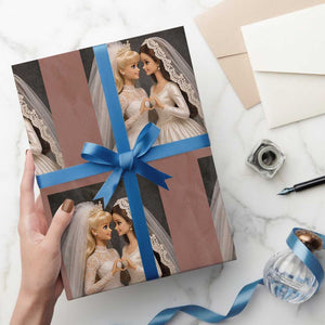 Funny Lesbian Doll Wedding Engagement Wrapping Paper Roll LGBTQ Pride Gift