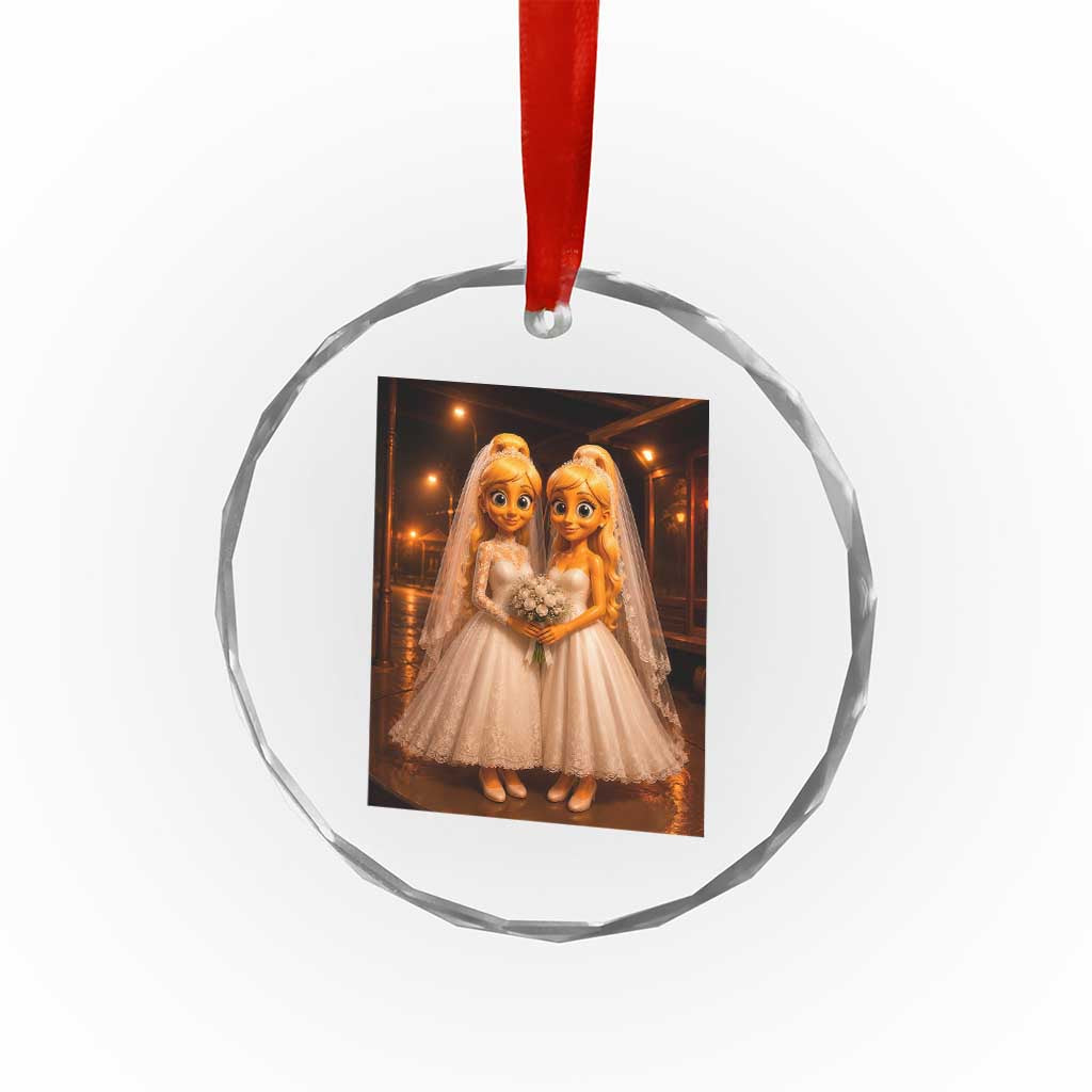 Funny Lesbian Pride Tung Tung Sahur Engagement Gift Crystal Glass Ornament TS12 Print Your Wear