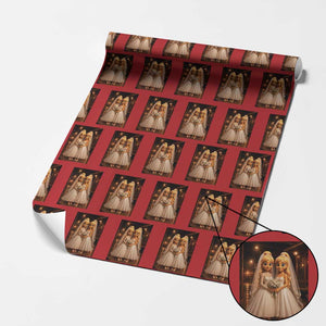 Funny Lesbian Pride Tung Tung Sahur Engagement Gift Wrapping Paper Roll