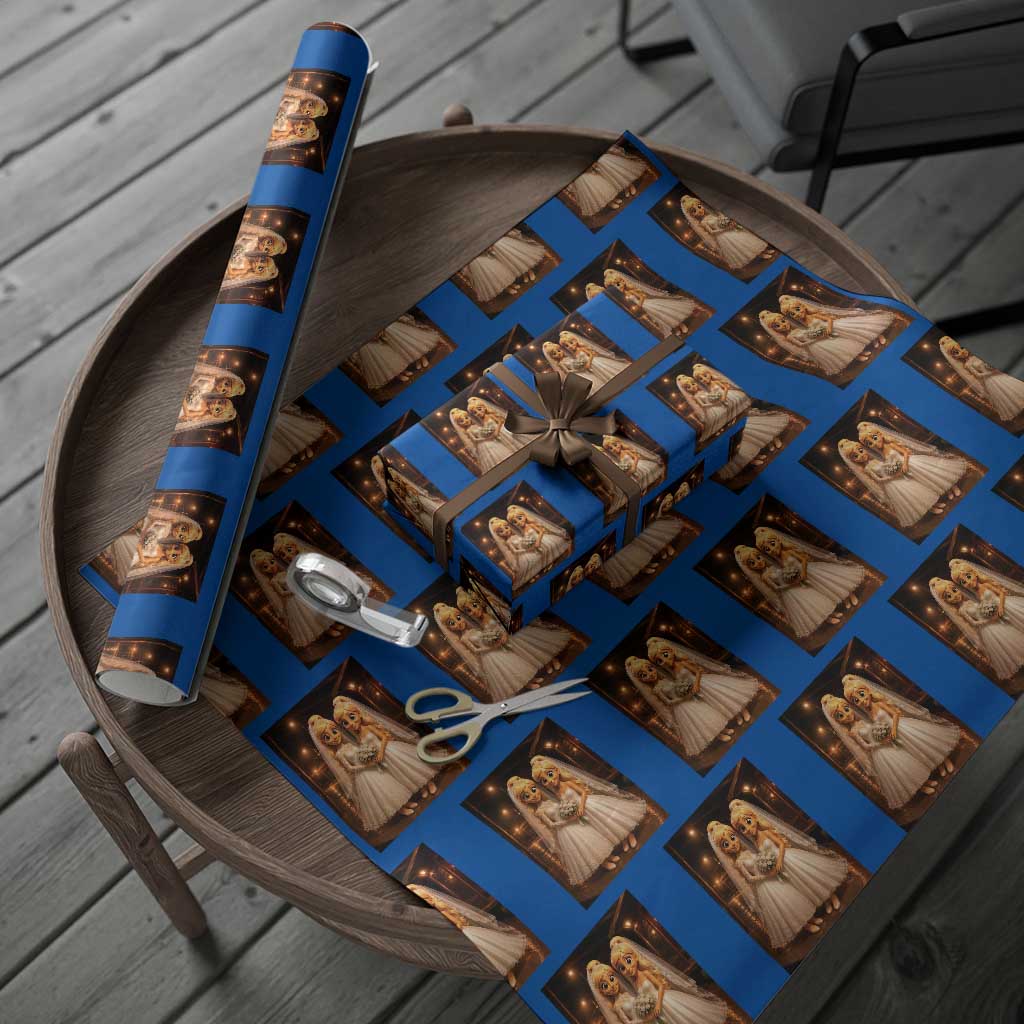 Funny Lesbian Pride Tung Tung Sahur Engagement Gift Wrapping Paper Roll