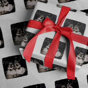 Funny Lesbian Raccoon Engagement Wrapping Paper Roll LGBTQ Pride Gift