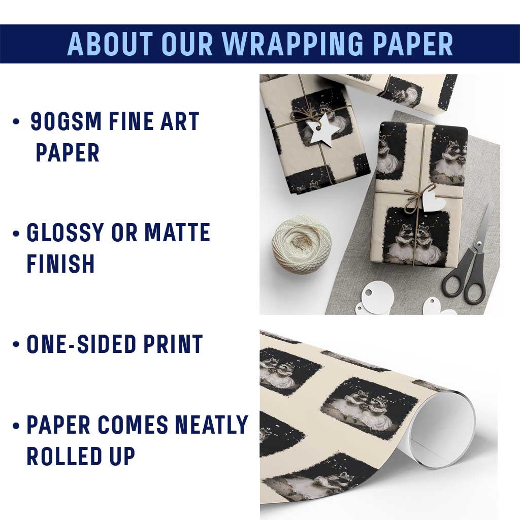 Funny Lesbian Raccoon Engagement Wrapping Paper Roll LGBTQ Pride Gift