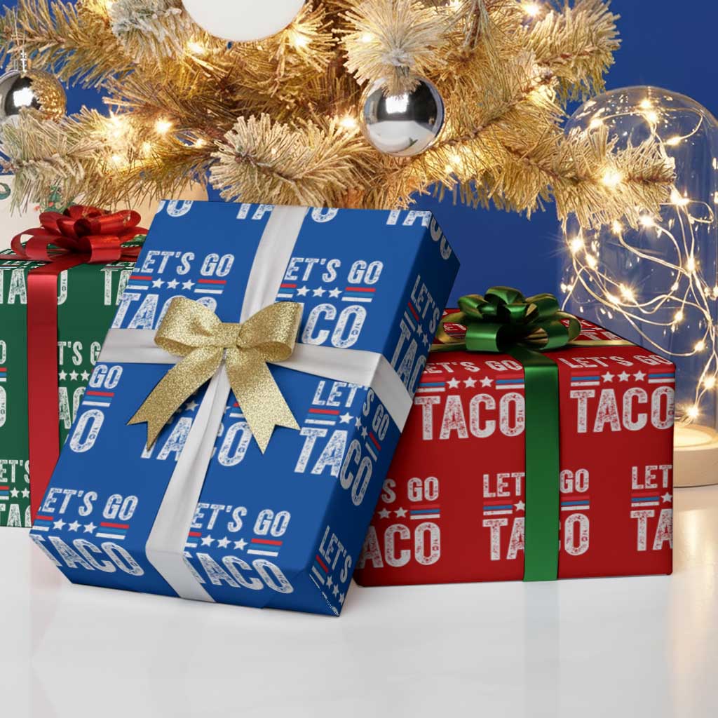 Funny Let's Go Taco Always Chickens Out Wrapping Paper Roll Vintage Star Stripes - Print Your Wear