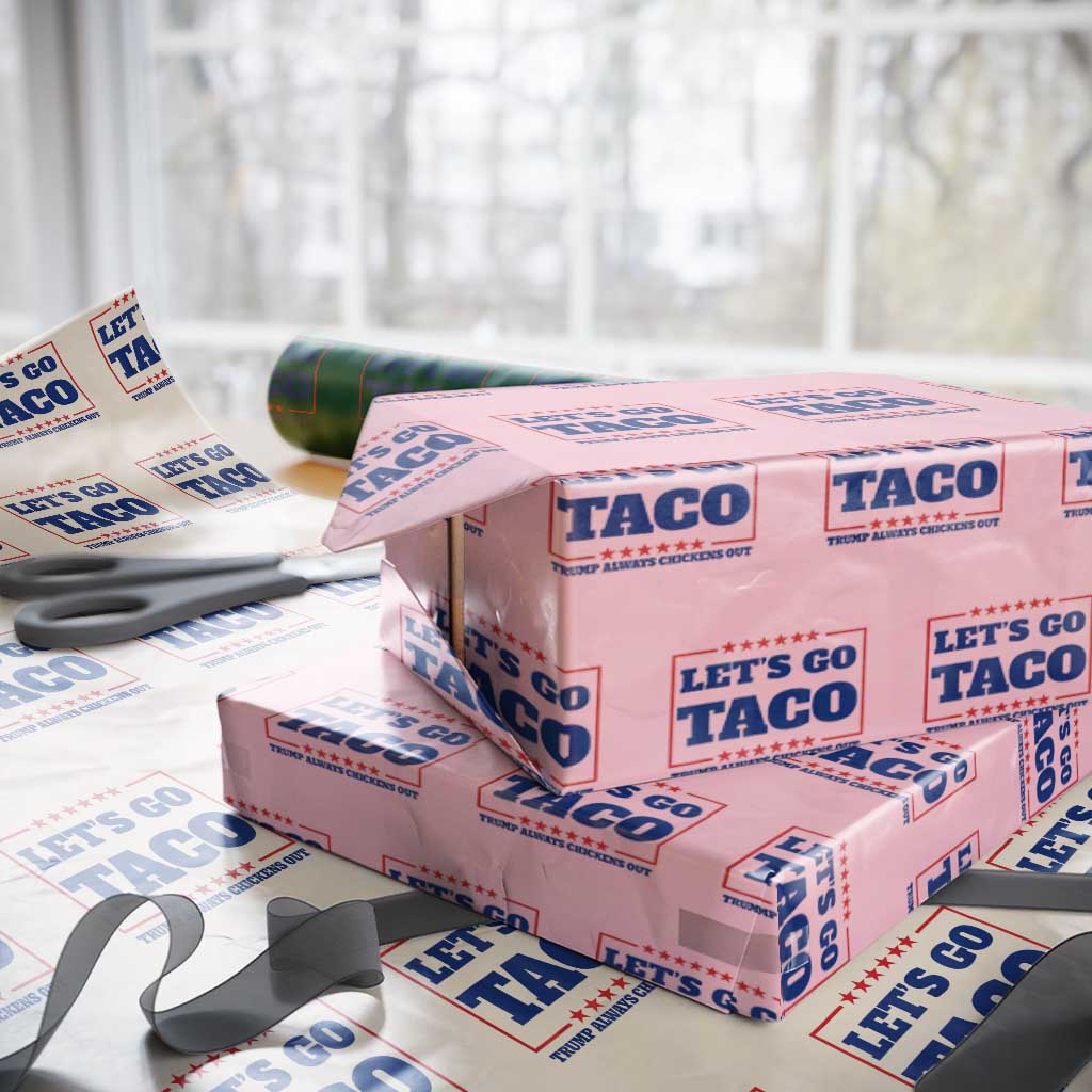 Funny Let's Go Taco Wrapping Paper Roll Tacos for President Humor TS02 Light Pink Print Your Wear
