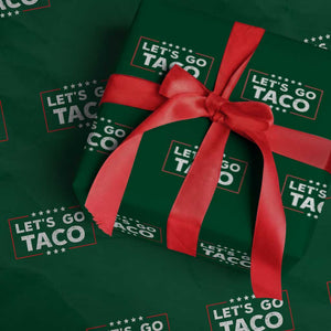 Funny Let's Go Taco Wrapping Paper Roll Vintage Star Stripes - Print Your Wear
