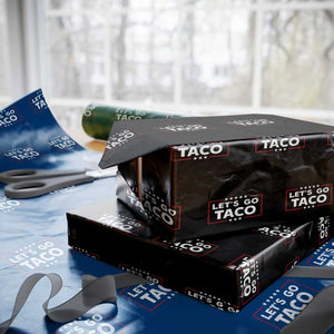 Funny Let's Go Taco Wrapping Paper Roll Vintage Star Stripes - Print Your Wear