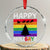 Funny LGBT Xmas Crystal Glass Ornament Happy Holigays Rainbow Stripes Unicorn Santa TS11 Transparent Glass 3'' Circle Print Your Wear