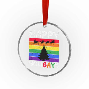Funny LGBT Xmas Crystal Glass Ornament Happy Holigays Rainbow Stripes Unicorn Santa TS11 Print Your Wear