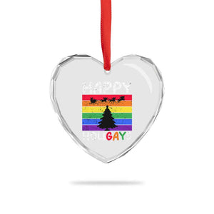 Funny LGBT Xmas Heart Crystal Glass Ornament Happy Holigays Rainbow Stripes Unicorn Santa TS11 Print Your Wear