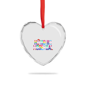 Funny LGBT Xmas Heart Crystal Glass Ornament Ho Ho Ho Mosexual LGBT Flag TS11 Print Your Wear