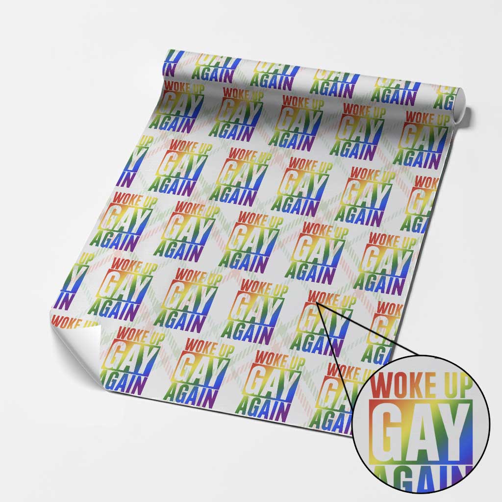 Funny LGBTQ Pride Month Wrapping Paper Roll Woke Up Gay Again TS12 Christmas Plaid Print Your Wear