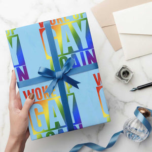 Funny LGBTQ Pride Month Wrapping Paper Roll Woke Up Gay Again TS12 Light Blue Print Your Wear