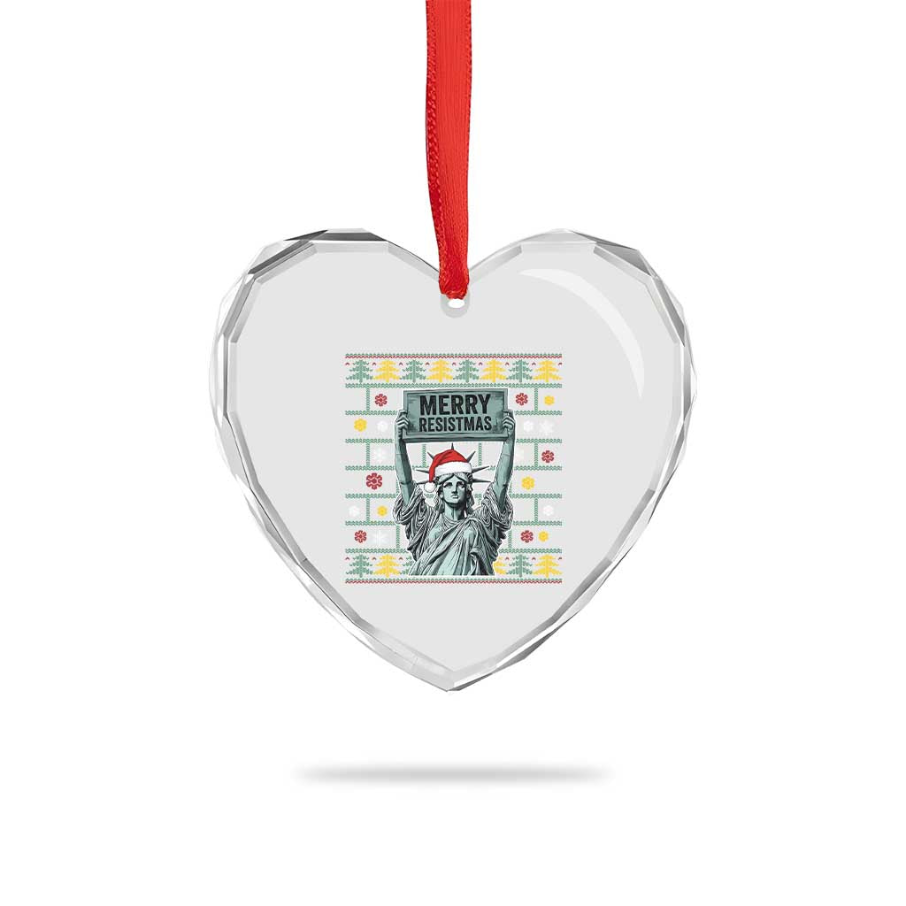 Funny Liberty Statue Ugly Sweater Gift Heart Crystal Glass Ornament Merry Resistmas TS12 Print Your Wear