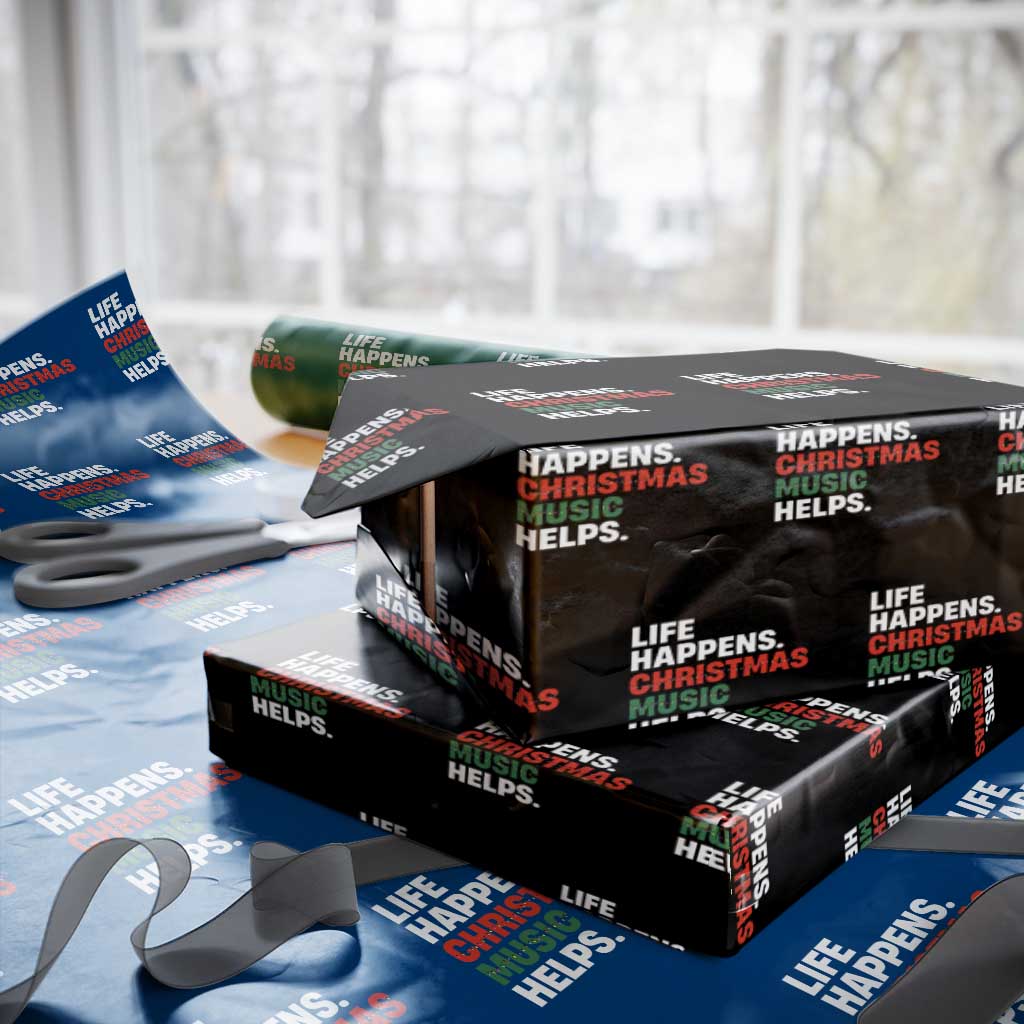 Funny Life Happens Christmas Music Helps Wrapping Paper Roll Xmas Songs Holiday Season TS11 Black Print Your Wear