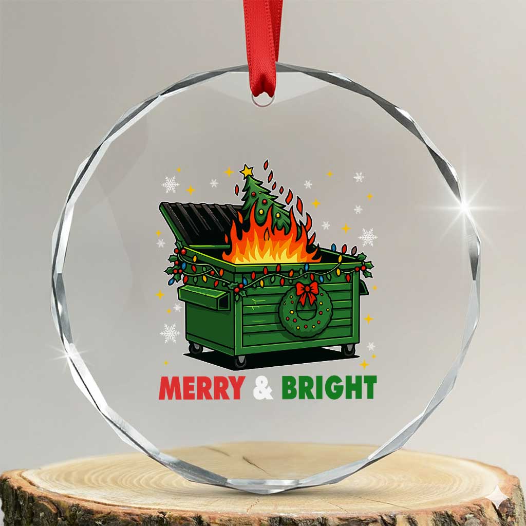 Funny Lil Dumpster Fire Christmas Crystal Glass Ornament Merry And Bright Xmas Tree TS11 Transparent Glass 3'' Circle Print Your Wear