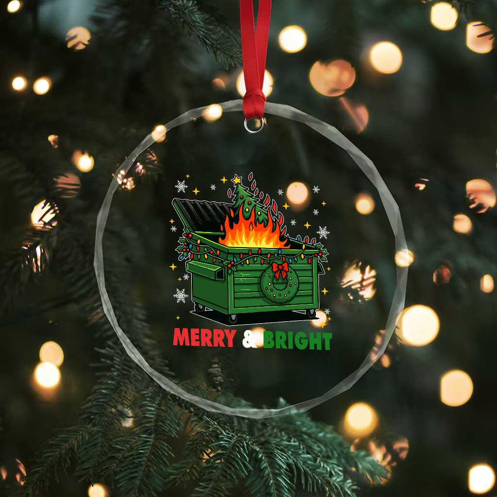 Funny Lil Dumpster Fire Christmas Crystal Glass Ornament Merry And Bright Xmas Tree TS11 Print Your Wear